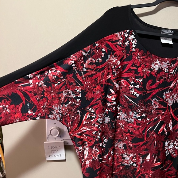 Clientele Vintage Red/Black/White Floral Print Top sz XL - Picture 6 of 12